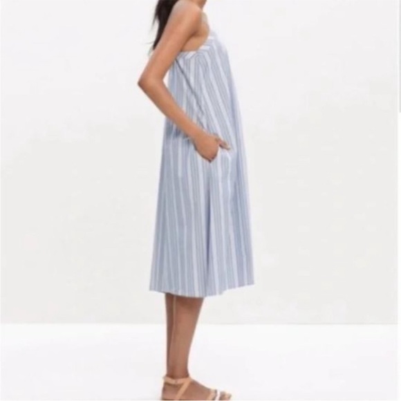 Madewell Striped V-Neck Trapeze Cotton Dress Size Small - Picture 3 of 13